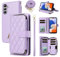 ELISORLI Wallet Case for Samsung Galaxy S24/S25 5G with Wrist Strap Crossbody Shoulder Strap Card Holder PU Leather Zipper Purse Stand Cell Accessories Phone Cover for S 24 24S 25 25S G5 Girls Purple