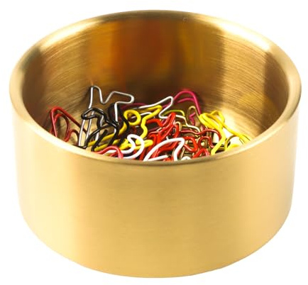loghohu Paper Clip Holder Gold Paperclip Holders for Desk Metal Binder Clip Holder Bowls Paper Clip Dispenser Organizer for Holding Small Parts Office Accessories Space-Saving Desktop Organizer