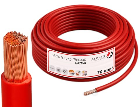 ALPTEG H07V-K Batterikabel, metervara, 70 mm², röd