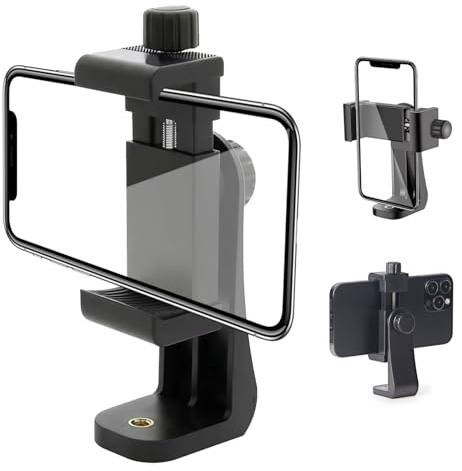 Wixovo Soporte Adaptador para Teléfono Móvil, Soporte Movil Tripode, Universal para Fijar El TeléFono, Soporte para Smartphone con Pinza, Giro De 360 Grados,para Fotos, Vídeos, Transmisión en Vivo