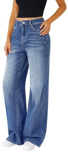 Generisch Baggy Jeans da donna a vita alta, pantaloni in denim, grandi dimensioni, elasticizzati, pantaloni hip hop, pantaloni da jogging Y2K, oversize, per il tempo libero, per adolescenti