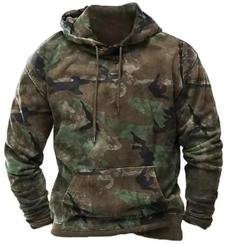 Generisch 2025 Sudaderas con capucha para hombre suéter de camuflaje sudadera con capucha con bolsillo pantalones de chándal sudadera hombre