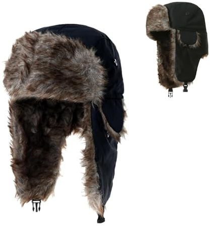Liebesblume Ushanka Cappello Invernale con Paraorecchie in Pelliccia Finta Russa, Antivento, Caldo Cappello di Pelliccia per Attività All'aperto, Sciare, Caccia, Campeggio, Escursioni e Motociclismo