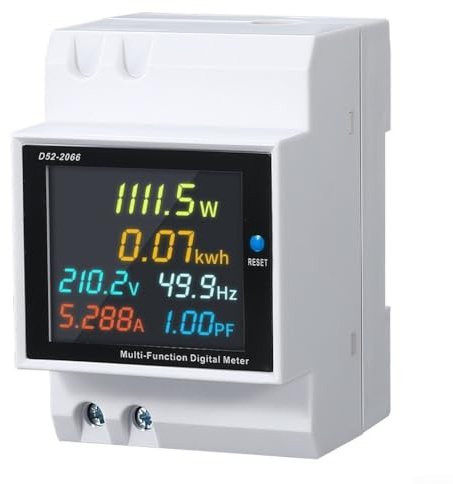 AugustknowU Contatore di energia digitale intelligente per monofase 220 V con display LCD, misuratore multifunzione per montaggio su guida DIN e monitoraggio WiFi remoto (C)