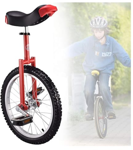 SFQEVHRZ Monocycle, Monocycle for Enfants avec Roues de 18 Pouces, pneus VTT antidérapants, vélo d'équilibre for l'exercice(Rosso)