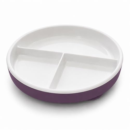 Assiette pour enfant/bébé de haute qualité en porcelaine trempée, robuste, avec protection en silicone élégant et ventouses; idéale également pour camping-car et bateau