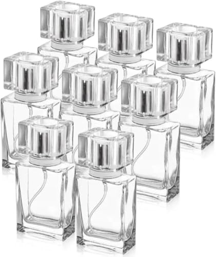 Mujiluxe Nebulizzatore per profumi, 8 pezzi, ricaricabile, flacone per profumo, bottiglia vuota da riempire, adatto per uscire, per uso domestico, trasparente (30 ml)