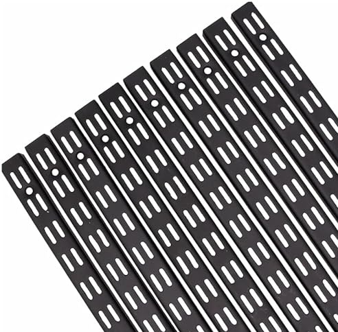 EAI Twin Slot Wall Mounted Upright Shelving - Pack of 10, Black, 1000mm | Strong, Heavy Duty Steel Shelf | For Shed, Garage, Indoor Storage | Easy To Install Rack