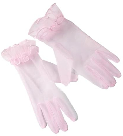 PTNKUIIY Gants de mariée, en tulle, courts, vintage, pour soirée, opéra, fête, été, protection solaire, transparent, maille filet pour femme, accessoires de costume de carnaval