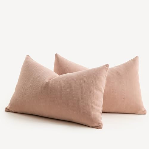 Mandioo 2er Set Kissenbezug 30x50 cm Rosa Chenille Kissenbezüge weich Gemütlich langlebig modern Zierkissenbezug Dekokissen Kissenhülle für Sofa Wohnzimmer Schlafzimmer