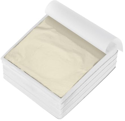 QUARKZMAN 400pz Fogli Foglia d'Oro 9cm x 9cm Fogli Foglia d'Oro Imitazione per Artigianato, Cornici per Foto, Sculture, Unghie e Decorazioni Artistiche Fai da Te, Argento Champagne