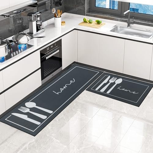 LHHMZ Alfombra de Cocina de 2 Piezas Antideslizante Lavable, Alfombrilla de Cocina, Juegos de tapetes de Cocina para Cocina, Pasillo, Comedor y Entrada, 43x75cm + 43x120cm