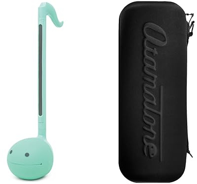Otamatone Regular [Mint] and Matte Case [Black] Bundle Japanese Electronic Musical Instrument Portable Music Synthesizer from Japan Maywa Denki Award Educational Fun Gift for Children Teen Adult
