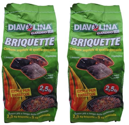 CARBONE VEGETALE Di Qualità Pressato in Bricchette Ideale Per Barbecue, 2,5 Kg. (2)