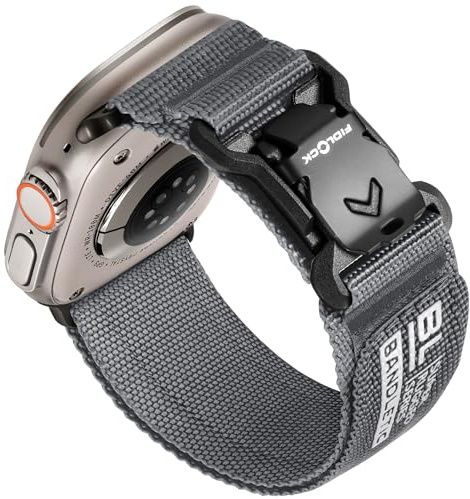 Bandletic Kompatibelt med Apple Watch Ultra 2/Ultra armband – 49 mm, 45 mm, 46 mm, 44 mm, 42 mm stort armband, R-nylon, mjukt ventilerande sportband med magnetstängning för iWatch Series SE 10, 9, 8,