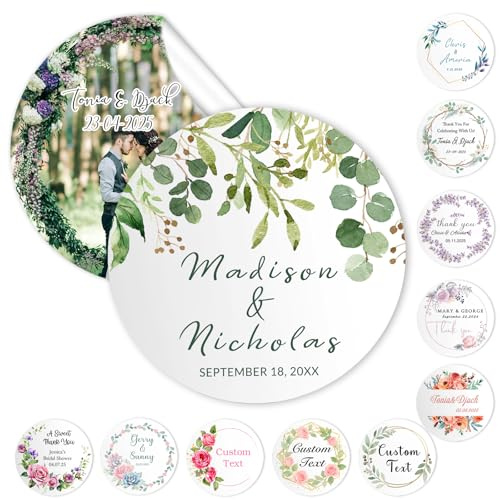 Autocollants personnalisés pour cadeaux de mariage, étiquettes personnalisées pour logo d'entreprise, 50 à 1 000 pièces, autocollants en vinyle personnalisés, imperméables pour fête de mariage