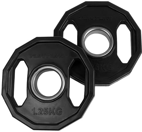 Tunturi Unisex Adult Weight plates Olympic weigth Plates - Rubber weigth Plates 1.25kg, Pair - Black, 1