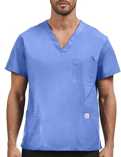 JONATHAN UNIFORM Blouse Médicale Homme Coton 3 Poches | Haut de blouse médicale à manches courtes avec 3 poches pour dentiste, soignant, beauté, salon, vétérinaire