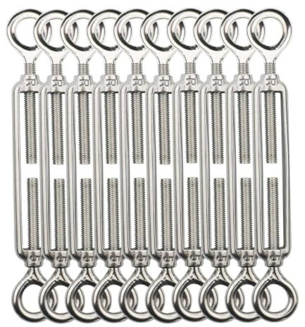 TooTaci M5 Seilspanner Edelstahl, 10 Stück O-O Spannschlösser mit Haken & Öse, 304 Edelstahl Drahtspanner Stahlseil Seilspanngarnitur – Zaunspanner für Rankhilfe, Gartendraht, Seilsystem