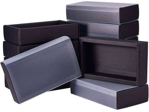 BENECREAT 12 förpackningar presentlådor i kraftpapper med genomskinligt lock 17 x 10 x 4 cm matt lock PVC kraftpapperslåda låda för tårtkakor, godis, tvål