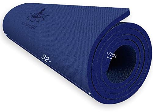 Hatha Yoga Extra Thick TPE Yoga Mat - 72x 32 Thickness 1/2 Inch -Eco Friendly SGS Certified - With High Density Anti-Tear Exercise Mats For Home Gym Travel & Floor Outside (Blue)…