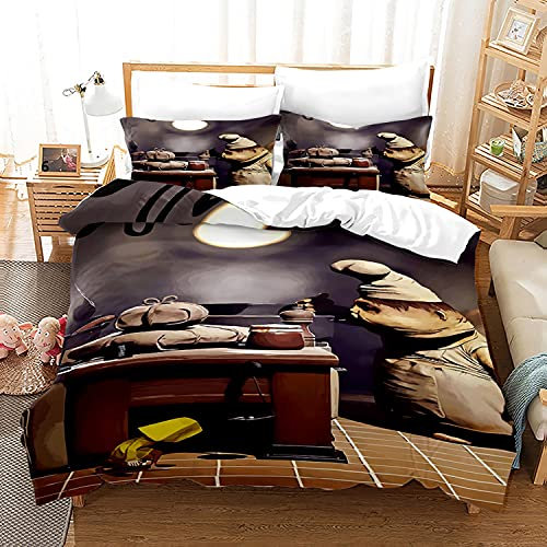 NICHIYOBI Little Nightmares Bettbezug Bettwäsche Set - Bettbezug und Kissenbezug,Mikrofaser,3D Digital Print dreiteiliger Bettwäsche (9,King 240 * 220cm+80 * 80cm)