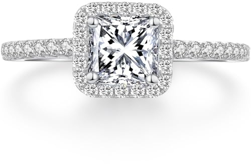 jiamiaoi Bague Femme Argent 925 Bagues de Fiançailles Anniversaire Promesse de Mariage Bague Plaqué Or Blanc 18 Carats en Diamant Pour les Femmes