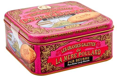 La Mere Poulard® 1888 | Biscotti Puro Burro Salato e Caramello | Lattina Biscotti Francesi al Burro | Frollini Burro e Caramello - 202.5 Gr | Lattine Biscotti Regalo