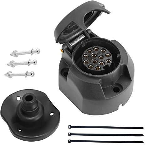 DARKGUARD 13pin Trailer Socket 12v,1Piece 13pin Female Trailer Connector W/Waterproof Seal,13pin Trailer Adapter,13pin Towing Socket, Caravan Car Towing 13pin Socket for Van Camion RV Towbar (DG13S-1)