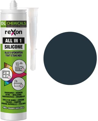 REXON Silicone sigillante multiuso - Grigio antracite RAL 7016 - Sanitario/Bagno e cucina/Piastrellatura/Edilizia - Esterno e interno - Adatto per legno, pietra e vetro (290 ml)