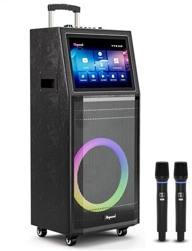 Karaoke Machine for Adults, with Lyrics Display, Smart Portable Big Bluetooth Speaker 2 Wireless Microphones, Professional Karaoke System 1000W Peak Power Big Bluetooth DJ Light