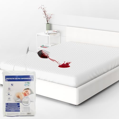 HOME STILL King Mattress Protector, 160x200x30 cm, 100% Waterproof Quilted Microfiber Fitted Cover, Breathable Top, Waterproof Bottom, Antibacterial, Machine Washable