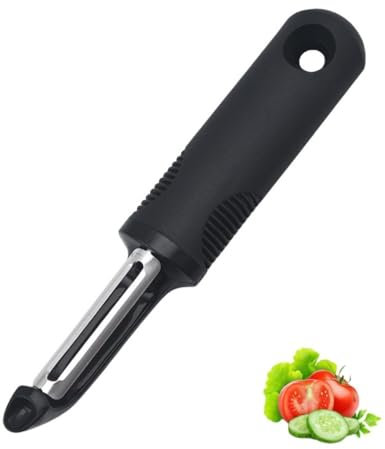 Viojrlly Pelador de Verduras Patatas Espárragos Giratorio de Cocina, Gadgets Profesionales Pelador de Acero Inoxidable Corer/Peel Extraafilado Hoja Afilada Mango de Polipropileno Ergonómico, Negro