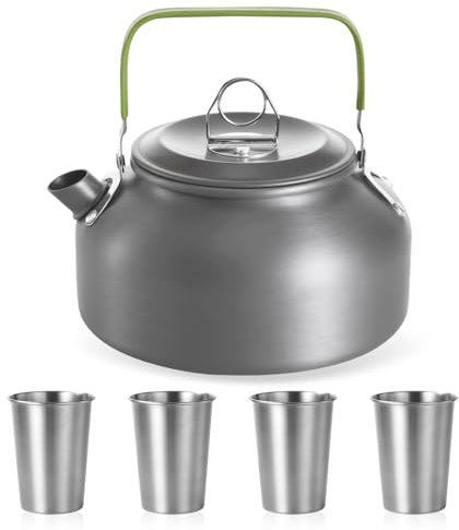 Bouilloire En Aluminium: Bouilloire Portable Ultra-Légère de 0,8L, Idéale Pour Le Camping, Le Plein Air, La Randonnée Et Le Pique-Nique (0,8 Litre)