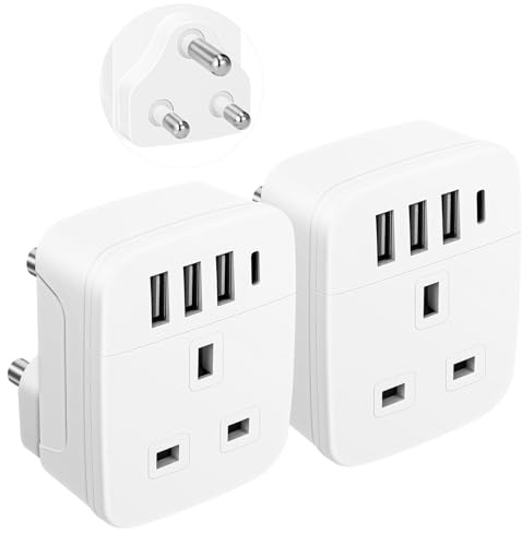 2-PACK UK to South Africa Plug Adapter, Ground UK to South African Adaptor