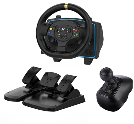 NBCP 1080 Grad Xbox Lenkrad, Lenkrad Xbox one,Rennrad mit Pedalen Kupplung und Shifter Sim Driving Racing Wheel für Xbox One/Xbox Series X|S/P-4/ P-3/ PC/Switch