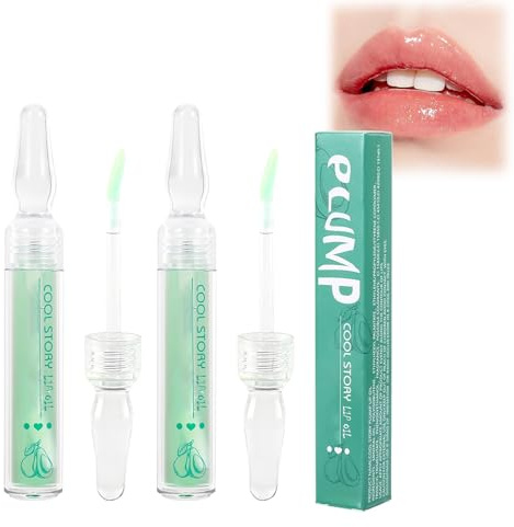 2 Stück Hydrating Lip Glow Oil, Long Lasting Lip Plumper Oil & Moisturising Clear Toot Lip Oil, Lip Plumper, Reduces Fine Lines Non-Sticky, Pflegend und Feuchtigkeitsspendend