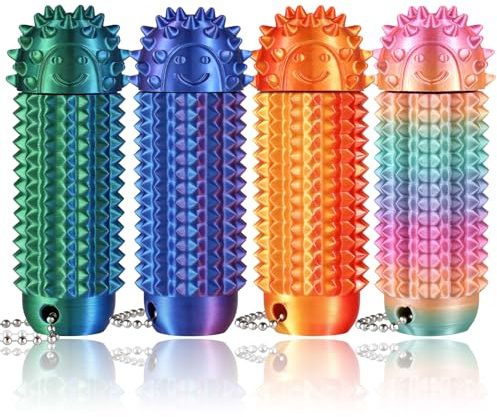 Little Ouchies Pain Fidget 4PCS – Juguete Antiestrés Fidget Sensorial Rotativo con Púas, Llavero 3D para Ansiedad, TDAH y Dermatillomanía, Herramienta Stim para Enfocar y Regalo Relajante