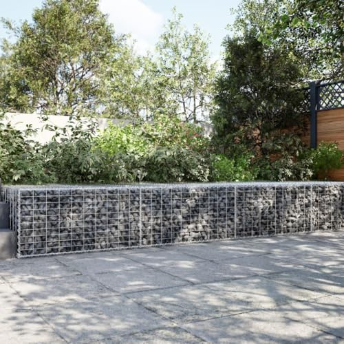 Frdhee Rialzato Fioriera in Legno Orto Da Balcone, Cesto Gabbione con Copertura 300x100x50 cm in Ferro Zincato