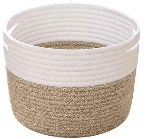 24 x 24 x 18 cm Pequeño Cesto de Almacenamiento Trenzado, Material de Algodón Suave, Lavable, Diseño Resistente, Versátil para Juguetes, Libros, Regalos, Decoración del Hogar