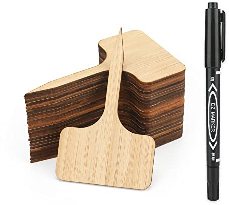 KINGLAKE 60 pz etichette cartellini per Piante di bambù etichette per Piante di Tipo T Etichette per Piante con Fiori di Erbe aromatiche (10 x 6 cm)