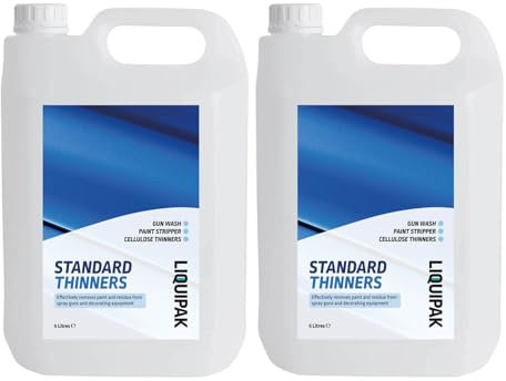 Liquipak Standard Paint Thinner 2x5 litres – Cellulose Gun wash, Brush Cleaner & Paint thinner. Perfect for Spray Guns, Cellulose Paints, Stripping & Cleaning