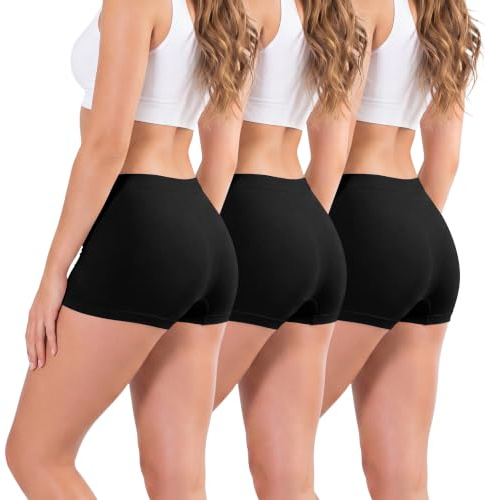 Love My Fashions Womens Seamless High Waisted Boxer Briefs 3 Pack Breathable Stretchy Underwear for Workout, Running & Everyday Comfort