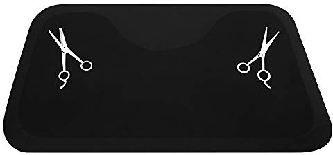 OmySalon 3' x 5' Barber Floor Mats Anti Fatigue for Stylist Standing, 1/2'' Thick Comfort Matt with Scissors, Round Cut Out for Salon Styling Chair, Hair Cutting Hairdressing Beauty Equipment