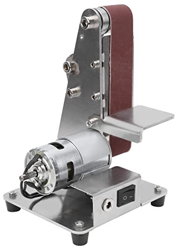 Wakects Tellerschleifer, Mini Bandschleifer Standschleifer 7-Fach Verstellbarer 110-240V Automatische Spannungsanpassung DIY Polieren Schleifen 4500-9000 U/min (EU 220V)