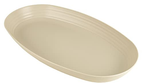 Cofan Fuente Ovalada Estilo Japonés | Pack de 6 Unidades o Unitario | Color Beige o Verde Agua | Medidas: 39 x 22 x 4,5 cm (Beige, 1)