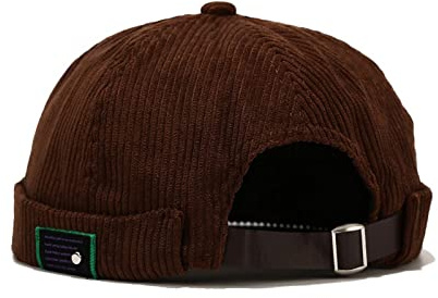 Faringoto Gorro clásico de terciopelo para hombre y mujer, estilo vintage, color sólido, hip hop, letras sin ala, etiqueta Docker Skullcap, 56-marrón, Talla única