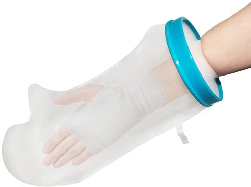 Tideshake - Coperture in gesso impermeabili al 100% per braccio doccia, protezione riutilizzabile per mezzo braccio, borsa in ghisa - Protezione impermeabile per mani, dita, polsi, braccia e mani