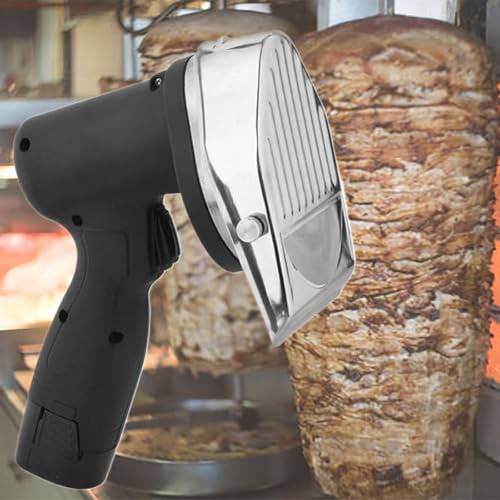 Coltello Shawarma Doner Kebab Elettrico Professionale Senza Fili, Affettatrice Kebab,Coltello Giroscopico per Carne Affettata,Batteria da 16,8 V Taglierina Giroscopica a 2 lame per Shawarma