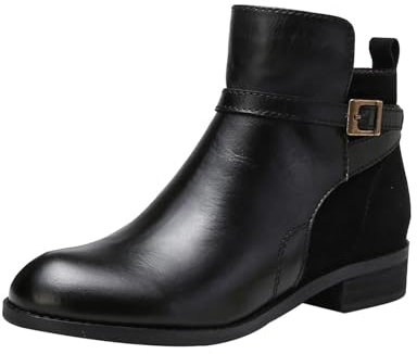 Generico Stivali Lunghi Donna Scarpe Donna Pianta Larga Scarpe Donna Stivali Cucito Solido Piatto Con Scarpe Caratteristiche: Stivali Antinfortunistica Donna Biker Boots Donna (Black, 43)